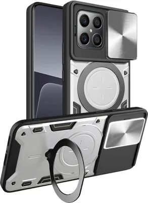Produktbild von Handyhülle für Honor X8 5G /Honor X6 4G 5G Dual-Layer Stoßfest Rüstung Hülle mit Dia Kameraschutz und Kreisförmig Ring Ständer Silber