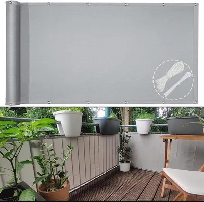 Productafbeelding van Balkonscherm 115 x 850 cm - Ondoorzichtig, Waterdicht, Windbestendig en UV-Bescherming voor Tuin, Balkon en Terras