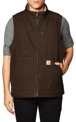 Immagine prodotto di Gilet Carhartt 104277 in tela di cotone lavata con collo alto  Marrone scuro M