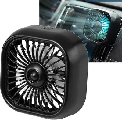 Obrázek produktu pro Automatický ventilátor pro ventilační otvory, barevné světlo, 3 rychlosti větrání, tichý provoz, USB chlazení pro vozidla, černý