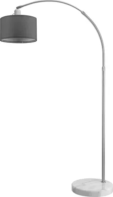 Produktbild von MONZANA® Bogenlampe Stoffschirm Marmorfuß 150-175 cm Höhenverstellbar Fußschalter Schwenkbar E27 Wohnzimmer Schlafzimmer Stehlampe Standleuchte Grau