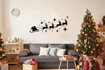 Weihnachtsaufkleber mit Rentierschlitten, Modell 034-042 – Decords, Produktansicht 1