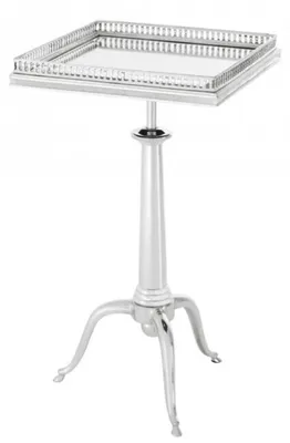 Obrázok produktu pre Casa Padrino, luxusný príborník v štýle Art Deco – strieborný kov a zrkadlové sklo – 40 x 40 x výška 61-71 cm