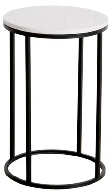 Produktbild von Beistelltisch schwarz mit weißer Marmorplatte rund 55 cm