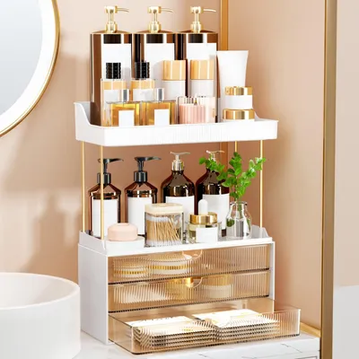 Image de Organisateur de maquillage avec 2 étagères et 3 tiroirs