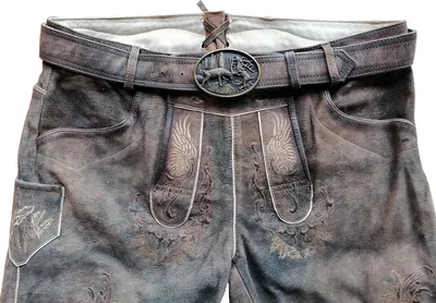 Produktbild von Finnland Trachten Lederhose Kurzhose Antik mit Gürtel , Größe:54/XL, Farbe:Holz