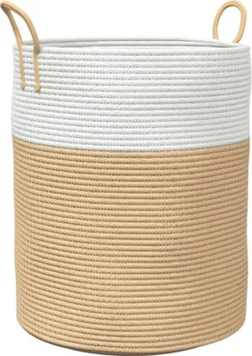 Produktbild von vidaXL Aufbewahrungskorb Beige und Weiß Ø38x46 cm Baumwolle