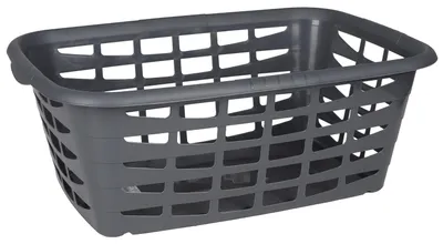 Produktbild von Waschekorb aus Kunststoff - grau - 40 Liter - 66 x 45 x 24 cm - Korbe fur Wasche