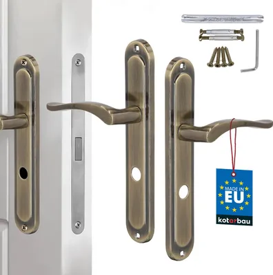 Immagine prodotto di KOTARBAU® Maniglia per porte interne WC Maniglia 72 mm in patina Maniglie per porte Piastra lunga Set di maniglie Serratura per porte interne Ferramenta per porte interne Serratura a leva Set di maniglie Classic