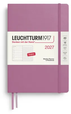 Image de Calendrier hebdomadaire 2027 LEUCHTTURM1917, format A5, avec points, comprenant un bloc-notes à points