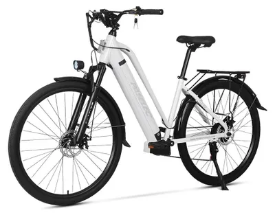 Image de Vélo électrique urbain - TX10 - Batterie lithium 48V - Moteur sans balais 250W - Autonomie de 31 à 60 km - Fourche avant à suspension - Freins à disque mécaniques - Blanc