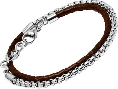 Produktbild von Unique Armband aus braunem Leder und Edelstahl LB0503