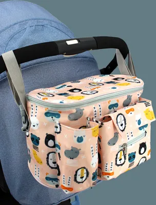 Produktbild von ASKSA Kinderwagen Organizer Kinderwagentasche Buggy Tasche Getraenkehalter Wickeltasche (Orange)