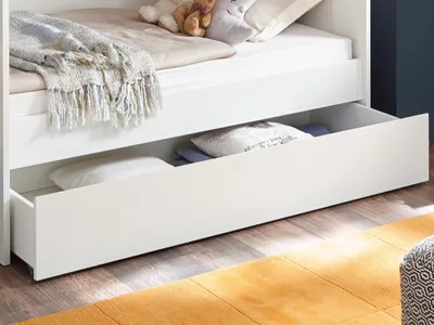 Image de Bettschubkasten >Gregor< in Weiß - 160,4x26,3x66,6cm (BxHxT)