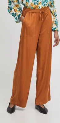 Image de ATELIER RÊVE ICHI IRDANTE PA Pantalon pour femme Pantalon en tissu Lyocell haut de gamme avec taille élastique et cordon de serrage Coupe ample