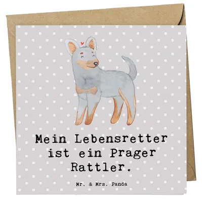 Produktbild von Mr. & Mrs. Panda Glückwunschkarte Prager Rattler Lebensretter - Grau Pastell - Geschenk, doppelkarte, Klappkarte, anlasskarte, faltkarte, Pincher, Grußkarte