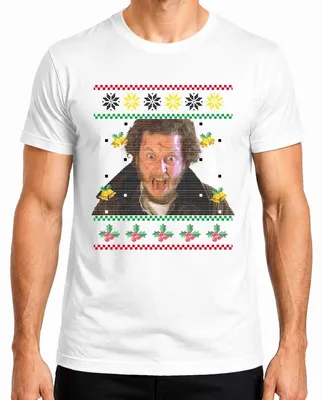 Produktbild von Marv Kevin Allein Zuhause Ugly Christmas Sweater Feuchte Banditen Herren T-Shirt, Weiß, L
