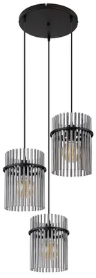 Produktbild von LED Hängeleuchte, Glasstäbe, 3 Flammig, rauchfarben, H 140 cm