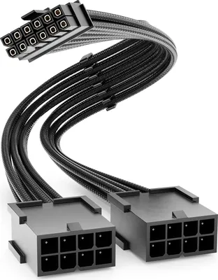 Produktbild von deleyCON 30cm PCIe 12pin Stecker auf 2x8pin Buchse Verlängerungskabel Grafikkarte PCI-E GPU Kabel für GeForce RTX 3070/3080/3080ti/3090
