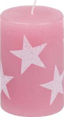 Produktbild von Weihnachtskerzen Stumpenkerze "Multistern" Rosa 100/68 mm