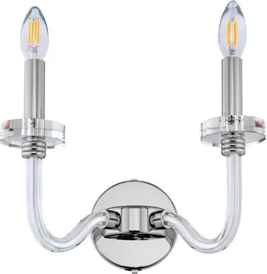 Produktbild von Wandlampe Metall E14 B: 33 cm Transparent Chrom 2-flammig Klassisch
