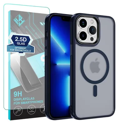 Produktbild von Handyhülle Magsafe für Apple iPhone 15 Pro Max Handyhülle mit 9H Displayglas Bumper Case Magnet Cover – Farbe: Dunkelblau