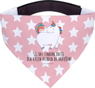 Produktbild von Mr. & Mrs. Panda Hundetuch Einhorn Stolzieren - Rot Pastell - Geschenk, Halstuch Hund, Reiter, Hunde-Halstuch, Freundin, Für Hunde, Einhörner, Hundehalstuch, Pferd