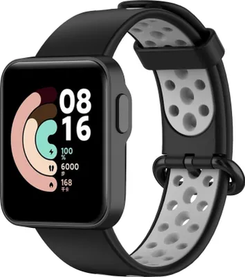 Produktbild von Strap-it Xiaomi Mi Watch Lite Sportarmband (Schwarz/Grau)