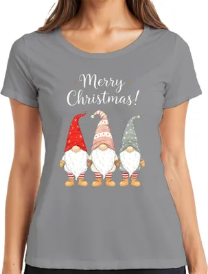 Produktbild von Merry Christmas! Weihnachtswichtel Gnome niedlich Weihnachten Damen T-Shirt, Grau, M