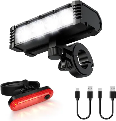 Productafbeelding van Super heldere voor- en achterkoplamp, fietsverlichtingsset, USB-oplaadbaar, licht en duurzaam