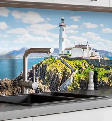 Produktbild von Küchenrückwand selbstklebend Landschaft Leuchtturm Spritzschutz Folie 220 x 60 cm