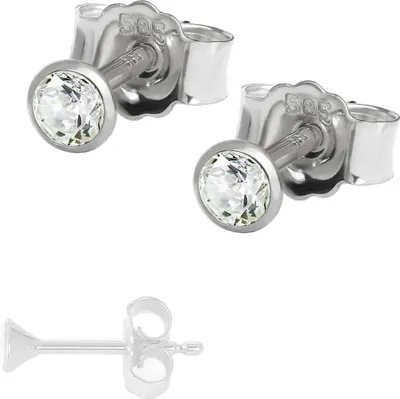 Produktbild von Paar Winzige Ohrstecker 2,5mm Weißgold 585 14 Karat Gold Ohrring Zirkona Weiß