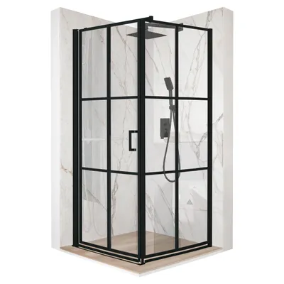 Obrázek produktu pro Sprchový kout 80x80cm křídlovými dveřmi černé sklo ESG 6mm + povrchová úprava