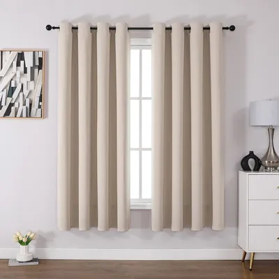 Verdunkelungsvorhang mit Ösen, 2er-Set, Beige, 175x140 cm