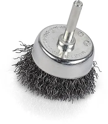 Produktbild von KREATOR Stahl Bürstenaufsatz Topfdrahtbürste Schaft ø 6 mm - Rundbürste ø 50 mm - Stahl Topfbürste ø 50 mm
