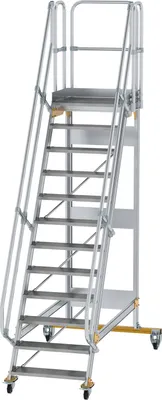 Produktbild von Günzburger Steigtechnik Plattformtreppe 60° fahrbar Stufenbreite 0,8 m 12 Stufen - 600732
