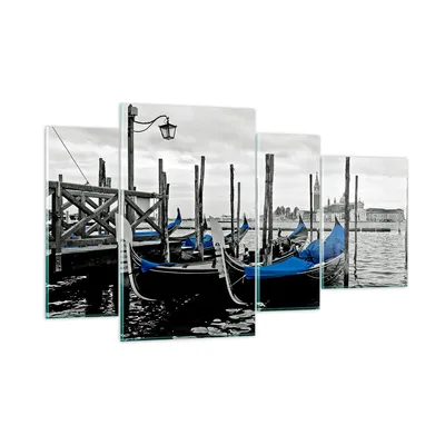 Produktbild von Bilder auf glas - Venedig Gondel Leuchtturm - 120x70cm - Glasbilder - Wandbilder - Kunstdruck - zum Aufhängen bereit - Wanddekoration aus Glas - Glas Bilder - Wandbild auf Glas - GDL120x70-0446