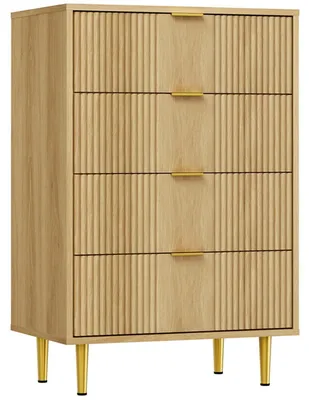 Image de Commode à 4 tiroirs, dimensions 60 x 40 x 94 cm, en chêne naturel