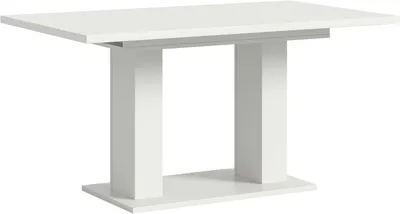 Produktbild von Esstisch ausziehbar Weiß Nachbildung 150-190cm Doppelsäulen-Fußgestell
