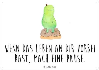 Produktbild von Mr. & Mrs. Panda tafel Schildkröte Pause DIN A6 - Weiß - Geschenk, Achtsam, Blechschild, wandtafel, Panzer, Türschild, Schild, Wandbild, Achtsamkeit