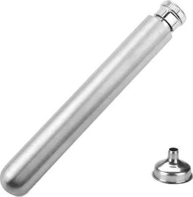 Produktbild von Luxiba - Tragbare Edelstahl-Weinfläschchen, Edelstahl-Zigarrenförmige Fläschchen für Alkohol, Edelstahl, Silber, 2 oz