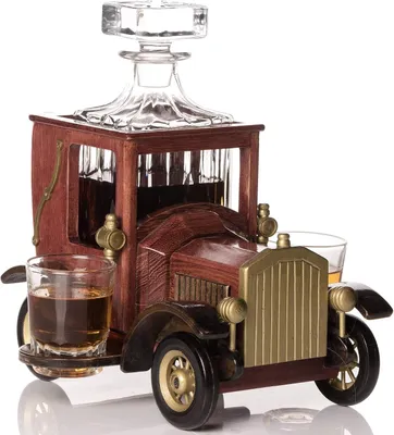 Produktbild von Whisky-Karaffenset mit Gläsern und einer nostalgischen, vintage-inspirierten Auto-Dekoration – Bourbon-Karaffenset mit Gläsern für Spirituosen – Wodka – Whisky-Geschenke für Männer