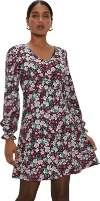 Obrázek produktu pro Dorothy Perkins - Dámské mini šaty s výstřihem do V a dlouhým rukávem DP4323 (42 CZ) (Pestrobarevné)