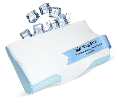 Produktbild von Kühlender Kissenbezug für Kingsize-Kissen – Atmungsaktiver, waschbarer, temperaturregulierender Kissenbezug, weiß
