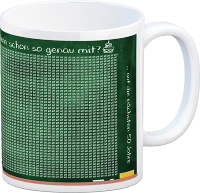 Produktbild von Tafel des Lebens - Tasse zum 50. Geburtstag - 18262 Tage gelebt Kaffeebecher