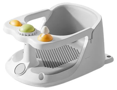 Produktbild von Baby Badesitz - Badewannensitz für Babys - Mit Spielzeug - Rutschfeste Saugfüße - Atmungsaktives Netz - Für 6–36 Monate - Grau