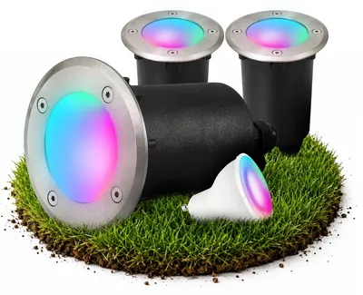 Produktbild von SSC-LUXon 3x  MARNE Bodeneinbaustrahler Gartenspot - inkl. LED GU10 WLAN Smart RGB CCT - Außenbeleuchtung rostfrei & befahrbar Steuerbar über App & Sprache