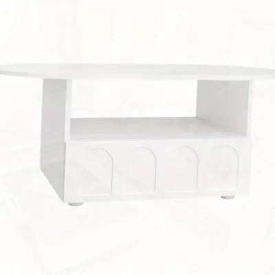 Image de Table basse – Table vintage pour salon, avec finition blanche et structure métallique robuste