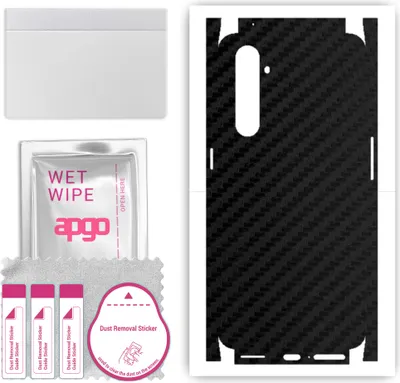 Produktbild von apgo Rückseite + Seiten Schutzfolie, Skin, kompatibel mit Realme X50 Pro 5G, Hinten Displayschutzfolie aus Vinylfolie, kratzfest, einfache Montage - Schwarzer Kohlenstoff