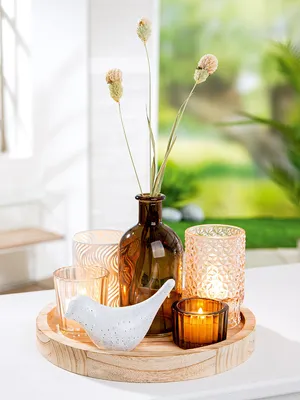 Immagine prodotto di GILDE 6er Ensemble auf Tablett: Windlicht, Vase & Figur "Birdy"